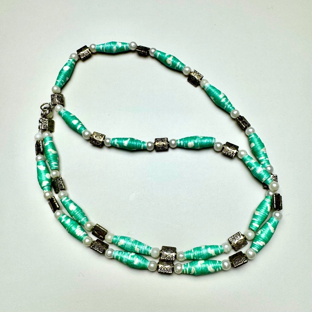 Japanese Rice Paper Rolled Bead Necklace
